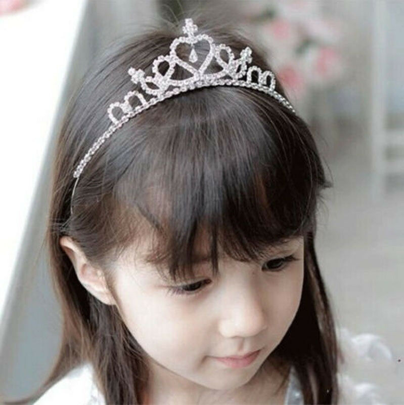 Girl Princess Prom Crown Rhinestone Crystal Tiara Hair Hoop Kid Bridal Headband