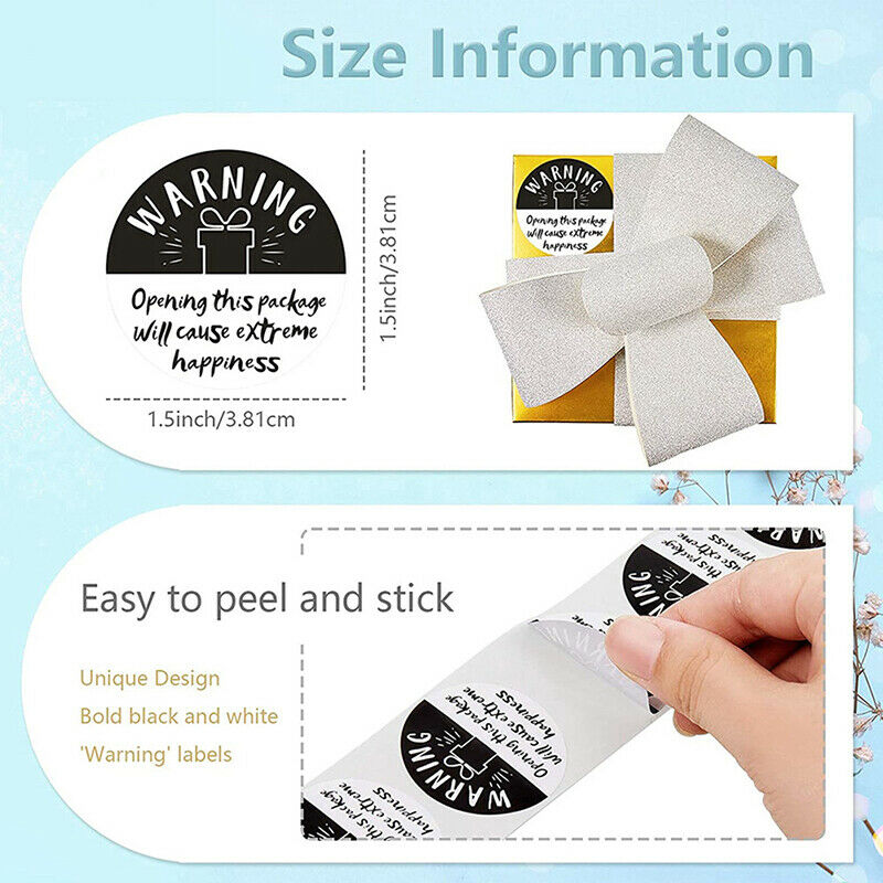 500pcs Black White Adorable Warning Sricker Labels Happiness Labels for Busin DF
