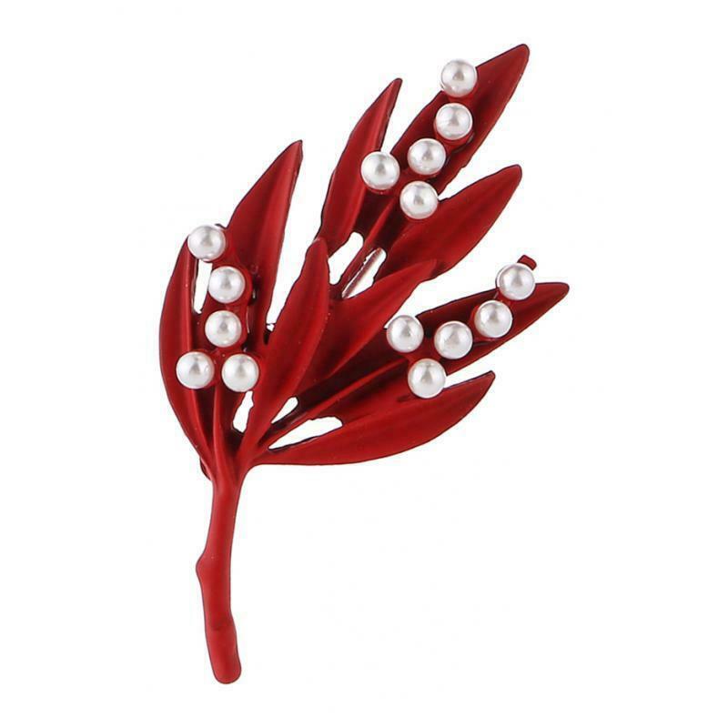 Fashion Women Leaf Brooch Breastpin Corsage for Party Proms Red