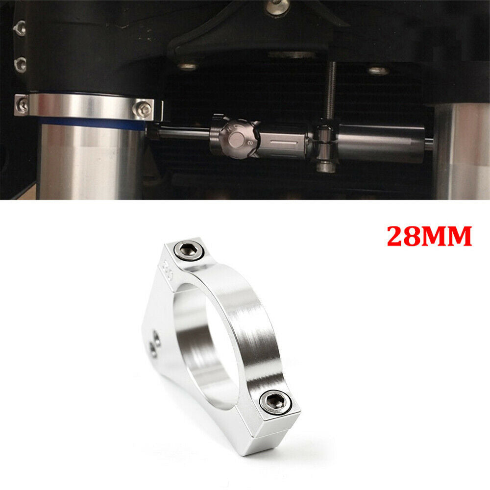 28mm CNC Motorcycle Steering Damper Fork Frame Mounting Clamp Bracket Universal