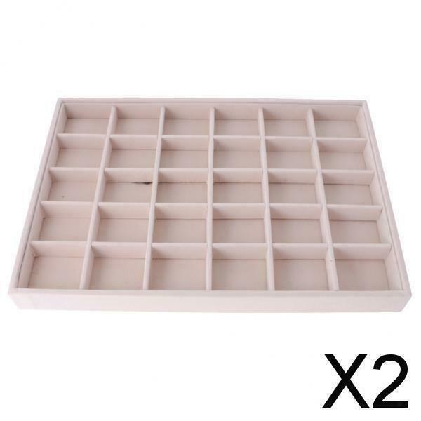 2X Velvet Display Tray Shop Counter Top Jewelry Holder Organizer 30 Compartment