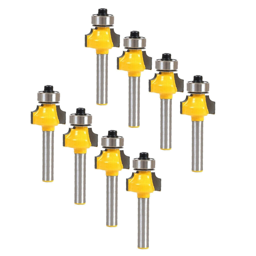 8pcs 1/8" Radius 1/4" Shank Round Over Beading Edging Router Bit Woodworking