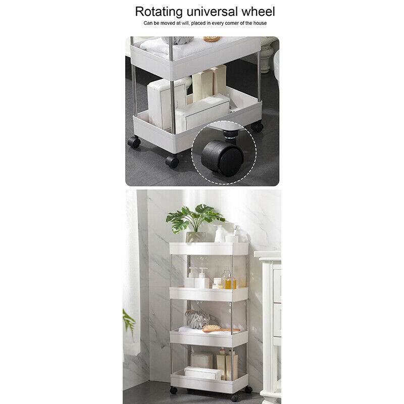 New Multi-layer Storage Cart Rolling Wheels Kitchen Bathroom Organizer
