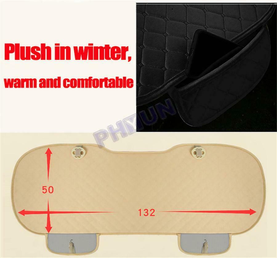 50 x 132cm Car Rear Seat Cover Cushion w/ Pockets Black Short Plush Universal