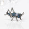 Blue Rhinestone Crystal Insect Grasshopper Pins Brooches Clothes Decoration