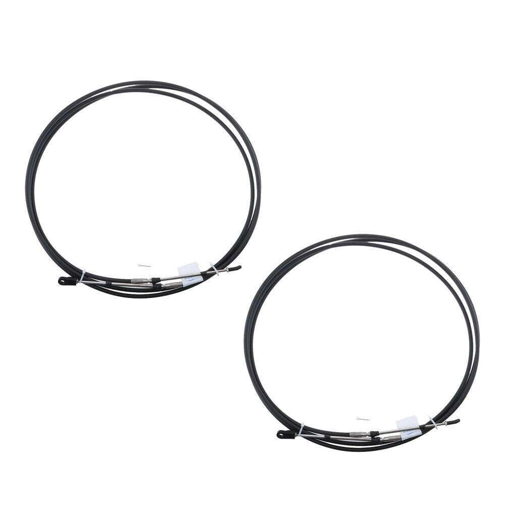 2-Pack 10ft Marine Motor Throttle Control Cable for Yamaha Outboard Black