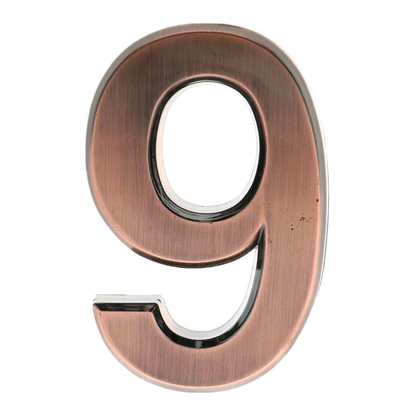 Copper Plastic Self-Adhesive Door Number Sign Sticky Numeric Digit Number 9