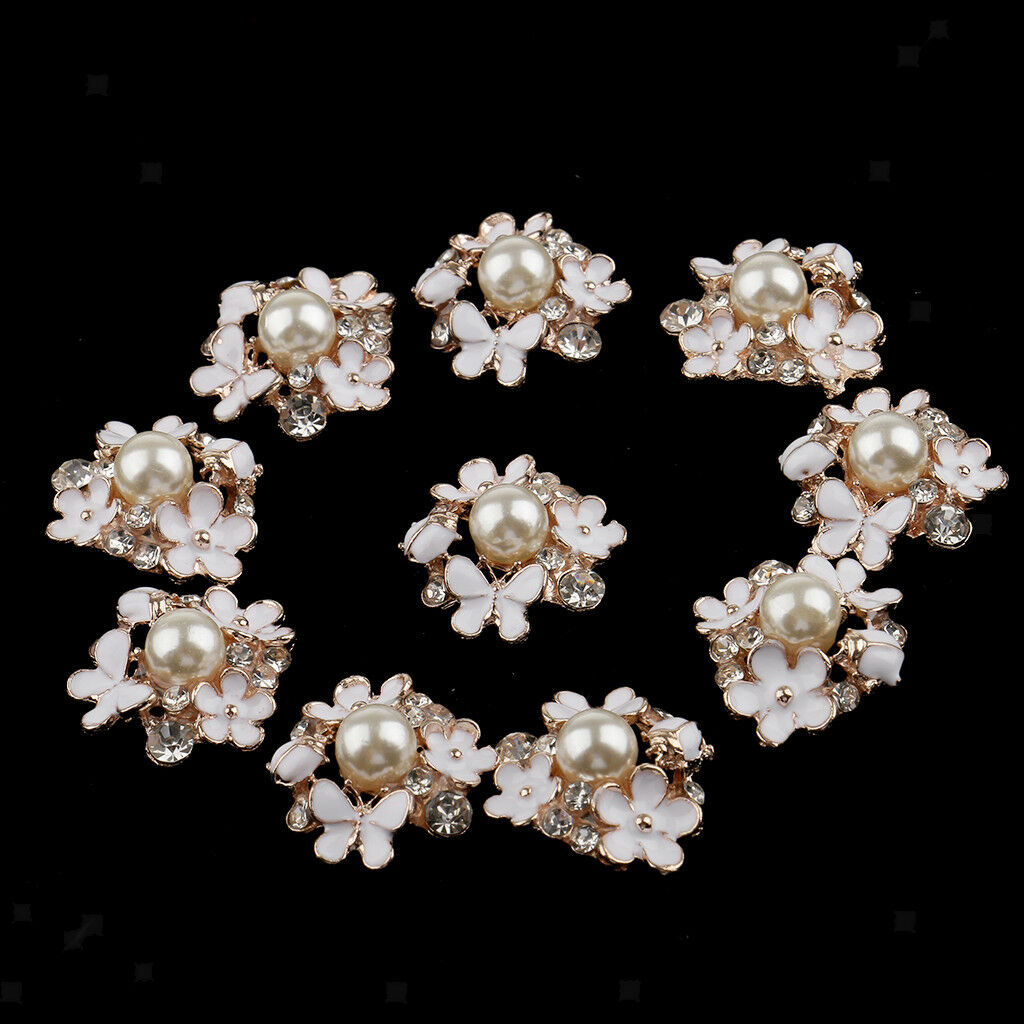10x Alloy Crystal Flower Embellishment for Cell Phone Case Garment Deco Kit