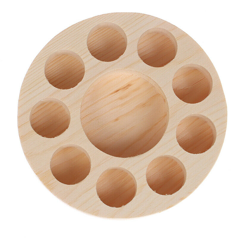 Round Wooden Essential Oil Display Stand Holder Organizer Shelf Rack 10Sl.l8