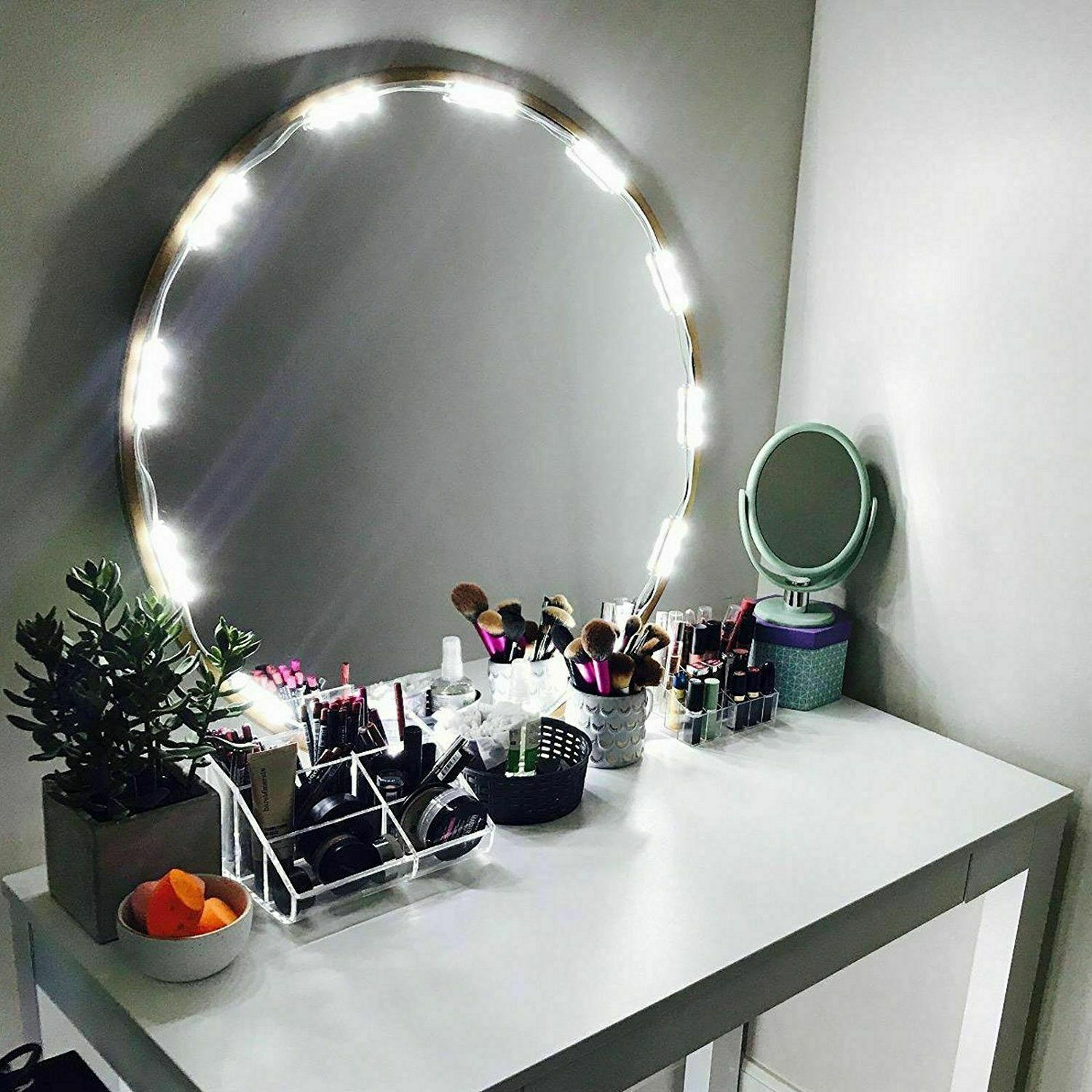 10FT White Dressing Mirror Lighted Cosmetic Makeup Vanity LED Light Remote Power