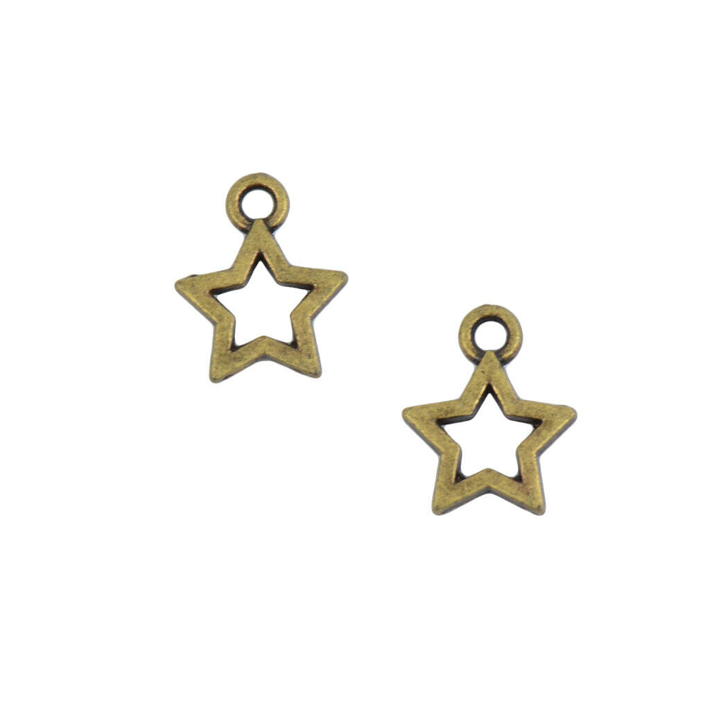 100pcs Bronze Tone Stars Charms Pendants DIY Jewelry Accessories Earrings