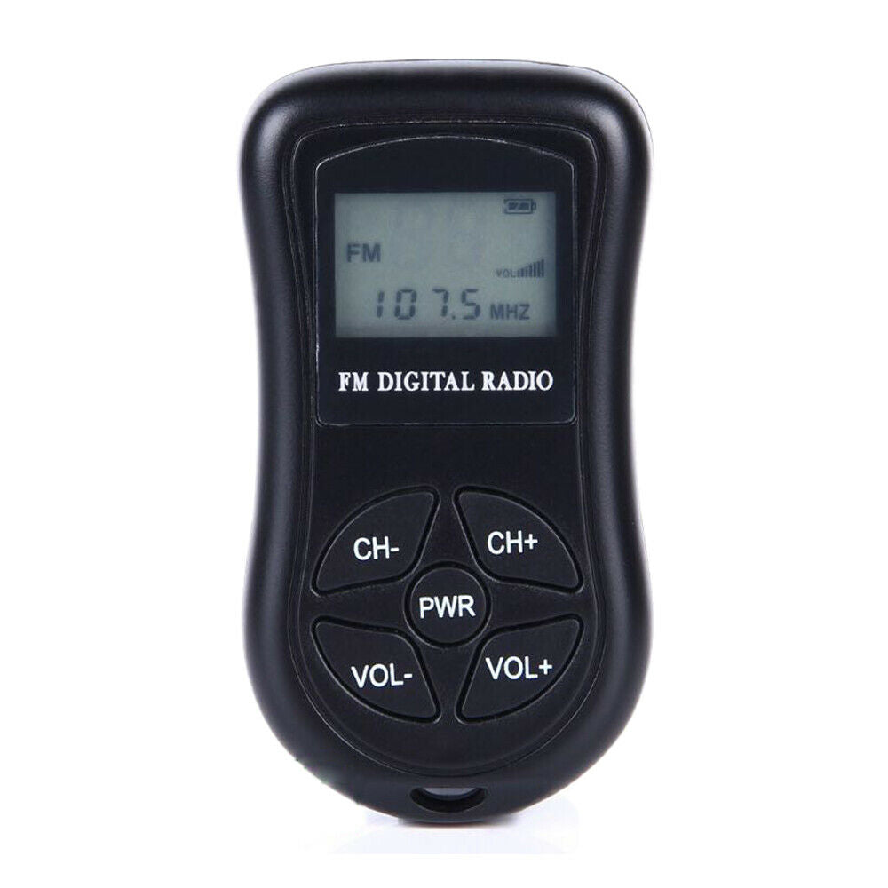 HRD-107 Portable Mini Digital FM Radio Receiver with Earphone Hand Strap Sports