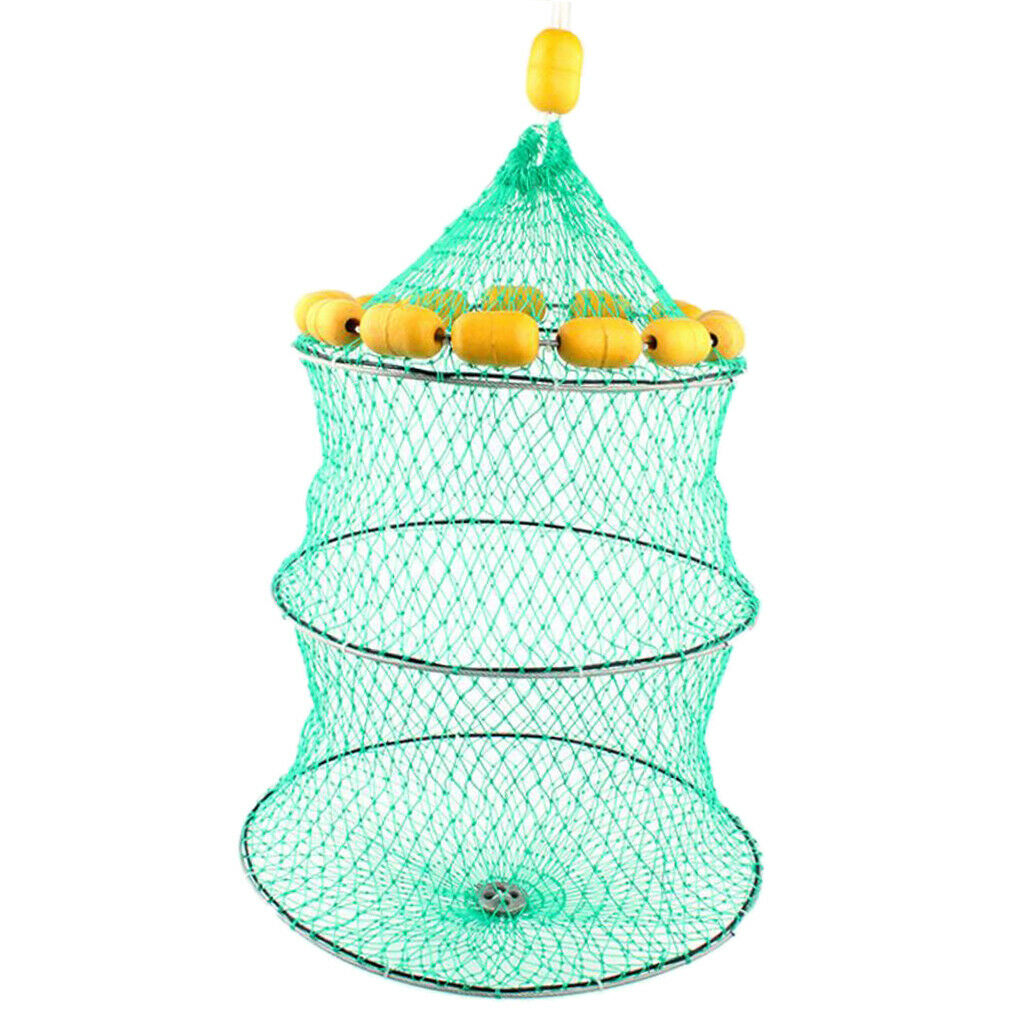 Buoyancy Fishing Net Trap Three-Layer Folding   Cage with 14 Float Balls