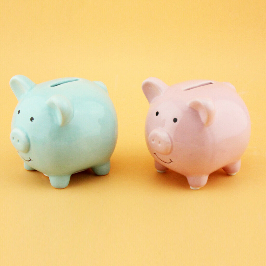Adorable Ceramic Kids Piggy Bank Money Box Craft Funny Gift S-Pink Pig Shape