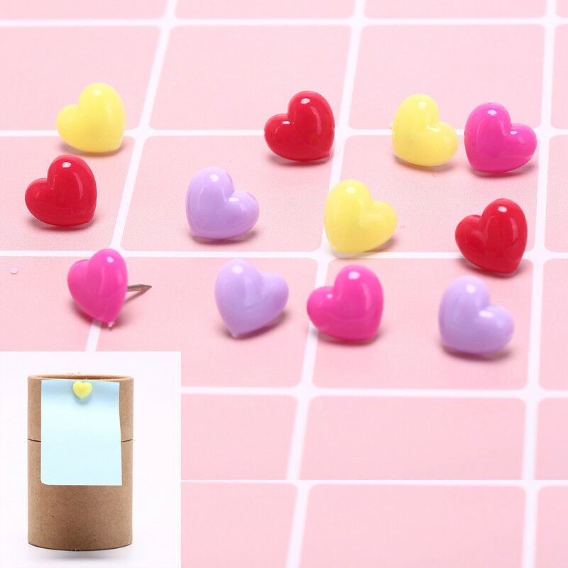 12pcs/box multi-color heart push pins notice board map drawing office thum.l8