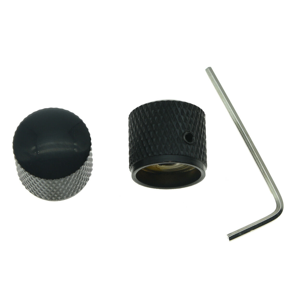2x Black 20mm Bass Guitar Knobs Dome Knobs for Precision P Bass with Set Screw