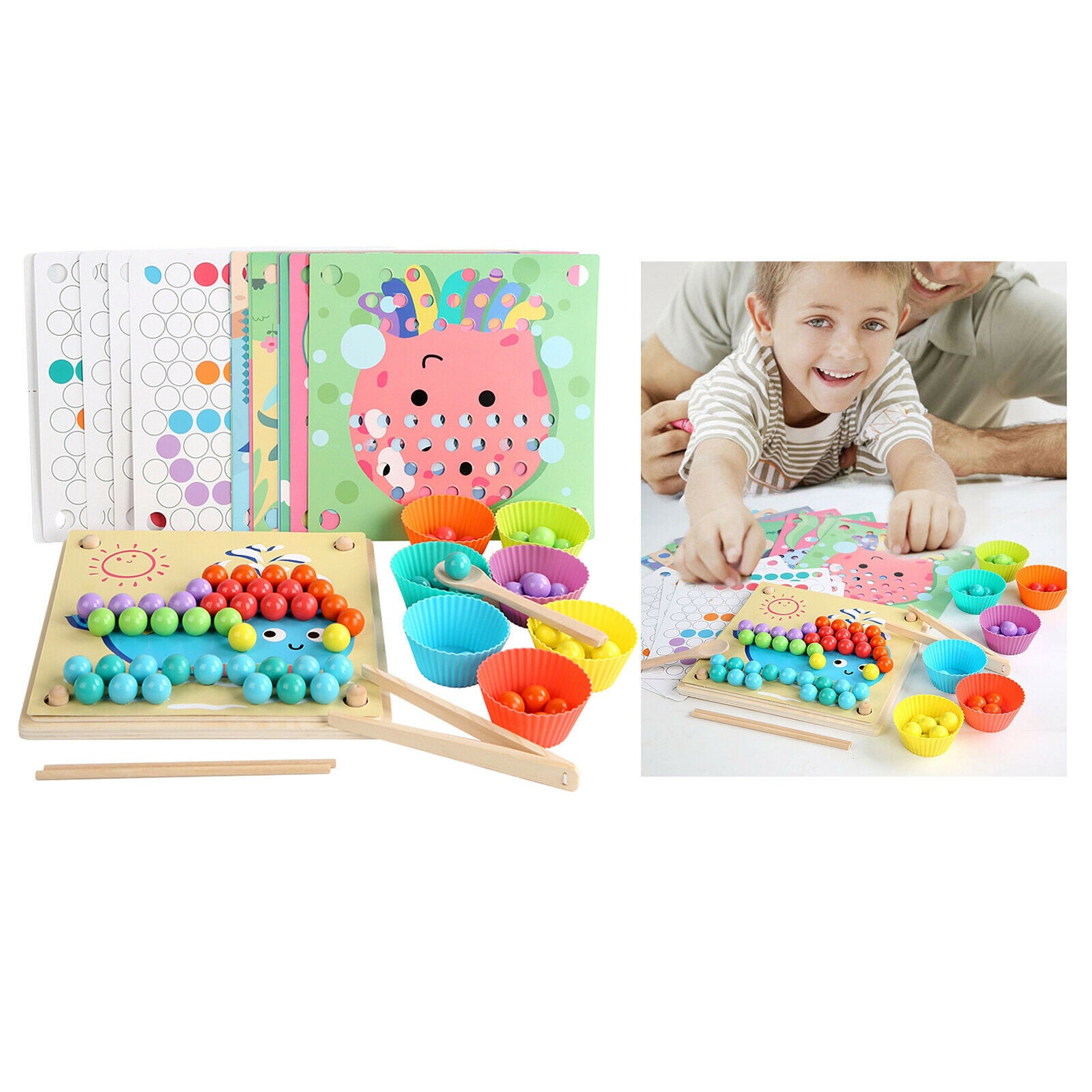 Puzzle Kids Wood Beads Game Go Games Board Learn Children Toys Boy Girl