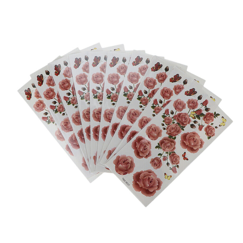 Pack of 10 Sheets Party Waterproof Flower Temporary Tattoo Stickers TBX-037