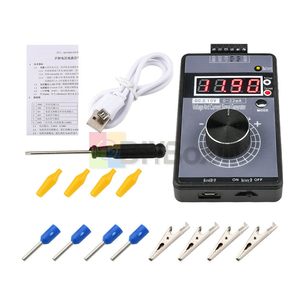 Handheld 0-10V 0-5V 4-20mA Signal Generator W/ LED Display Rechargeable Battery