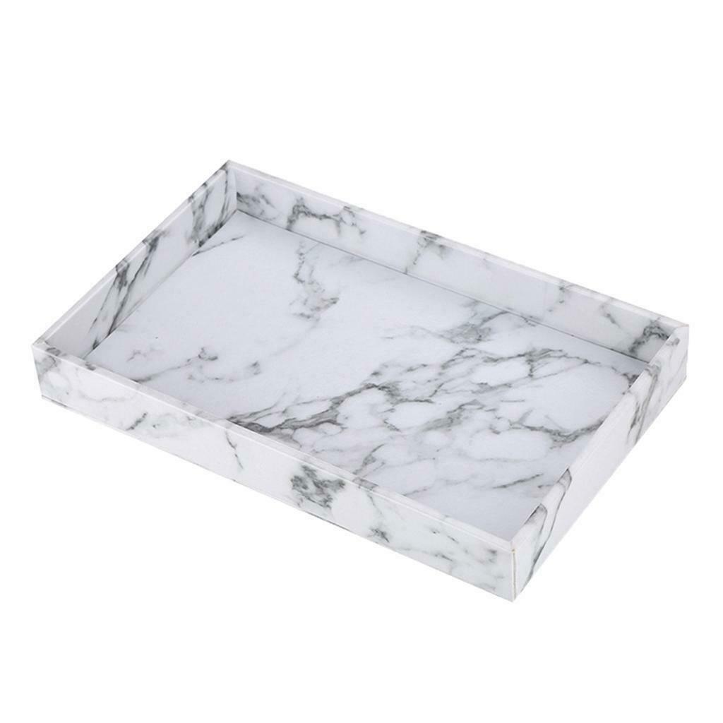 Marble Texture Serving Tray PU Leather for Coffee Desserts Rectangle 13x8"