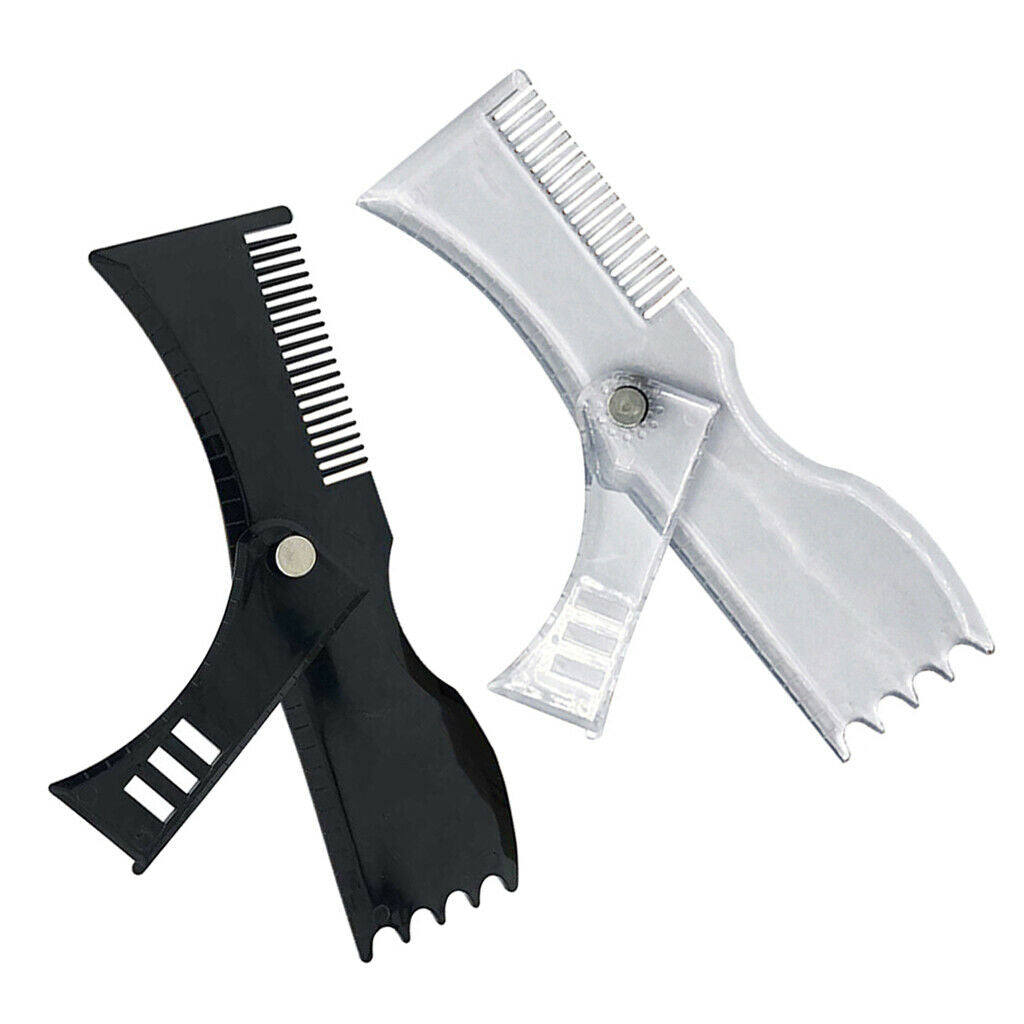 2 Pieces Beard Shaping Tool Template Guide Beard Facial Hair Trimmer Ruler