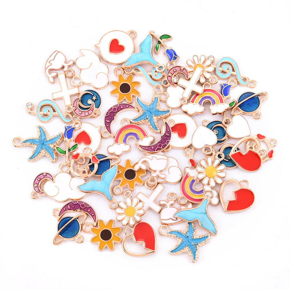 20Pcs/Set DIY Mixed Enamel Random Color Alloy Pendant Charms Jewelry Accessory