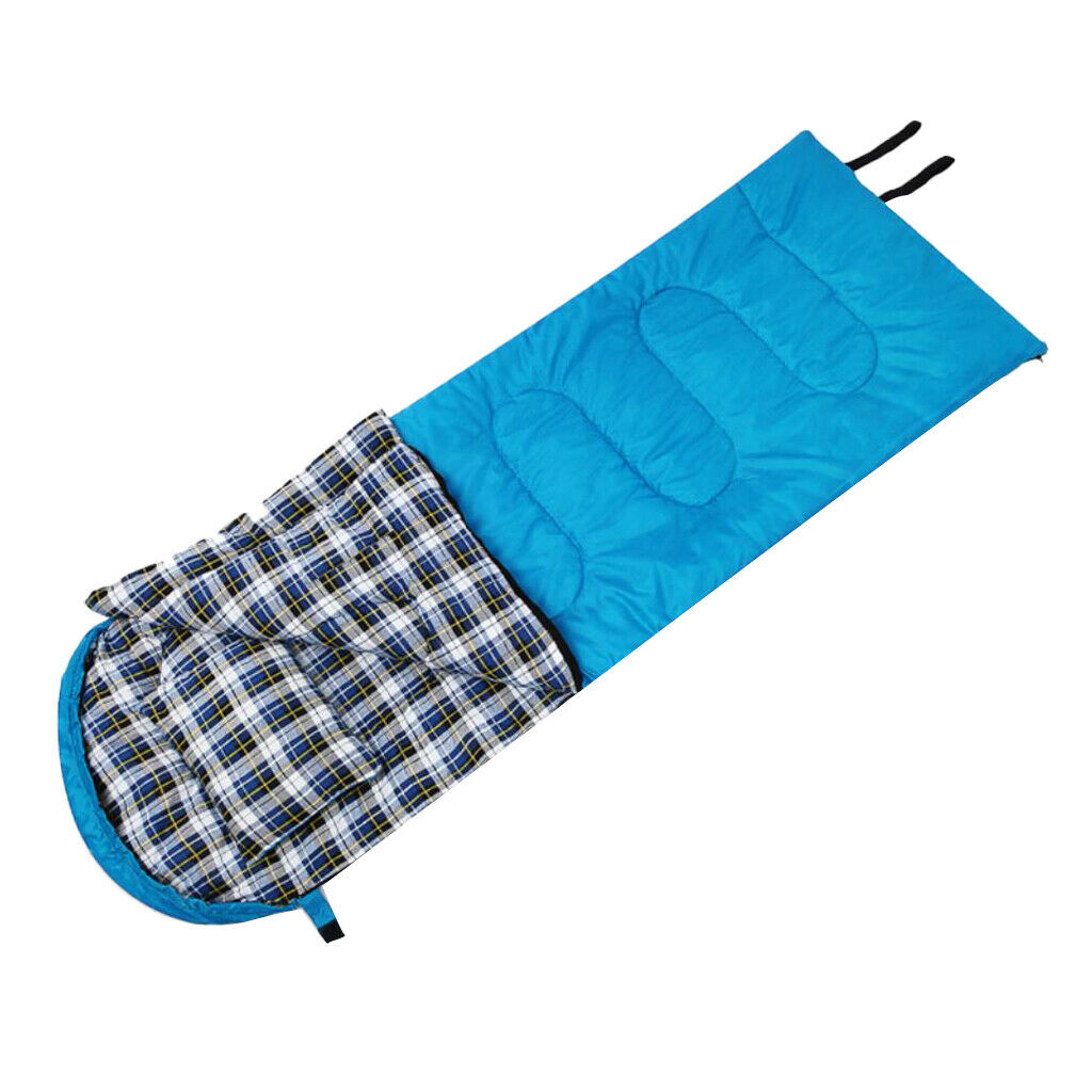 Camping Splicing Envelope Sleeping Bag with Pillow and Compression Sack Blue
