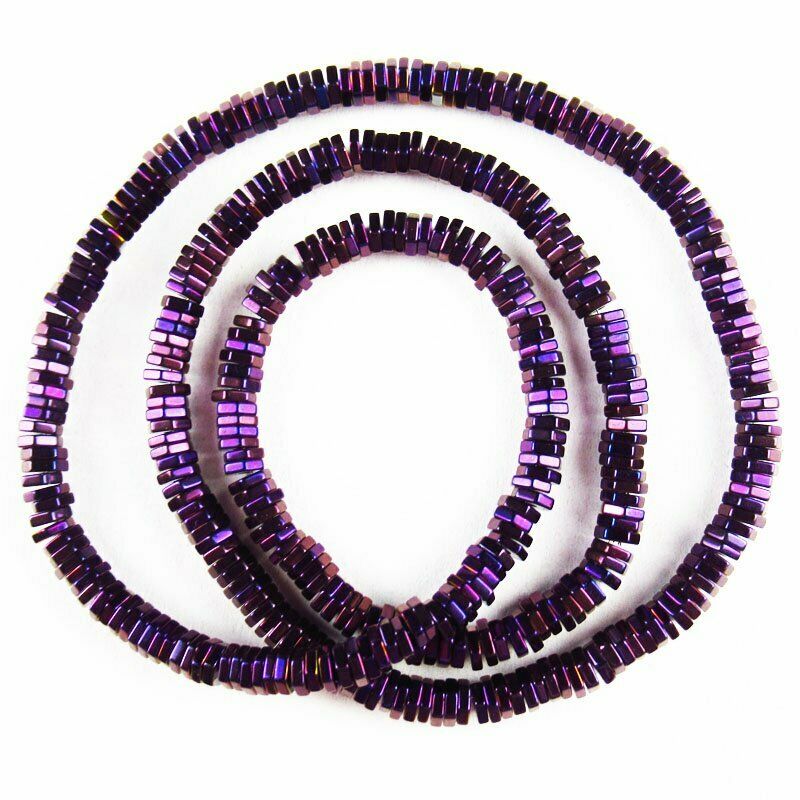 Faceted Purple Hematite Hexagon Pendant Loose Bead 15.5 " 4x1mm 20g A-469TS