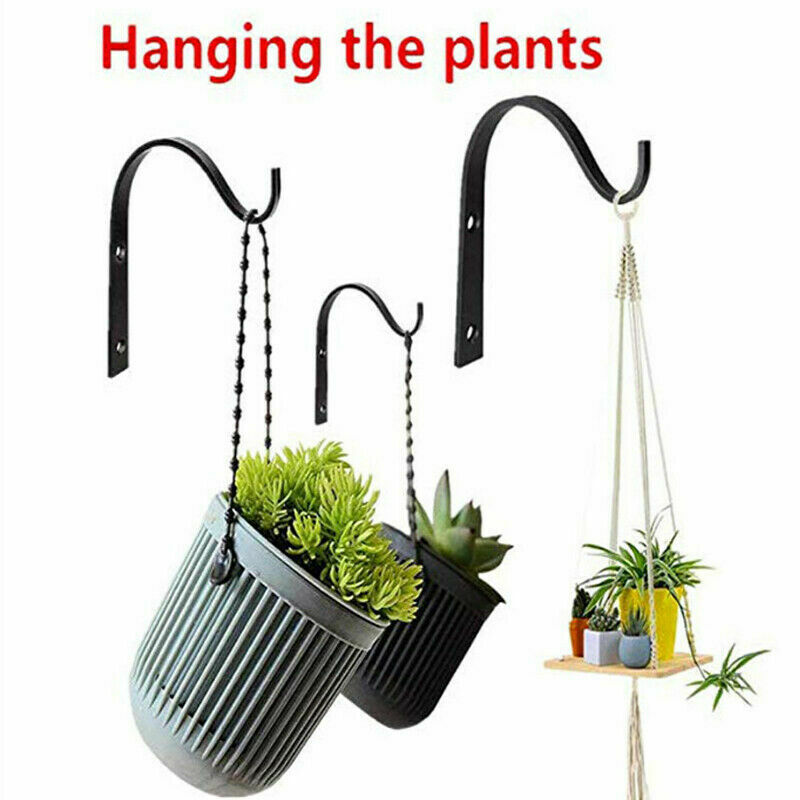 4pcs Hook Wall Decor Brackets Metal Hanging Basket Outdoor Garden Plant Hanger