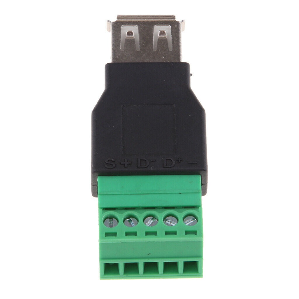 New USB 2.0 Type A Female to 5 Pin Screw Shield Terminal Plug Adapter Connector