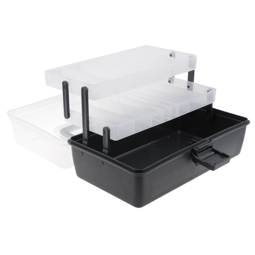 2 Tray Cantilever Fishing Tackle Box Baits Case With Individual Compartments