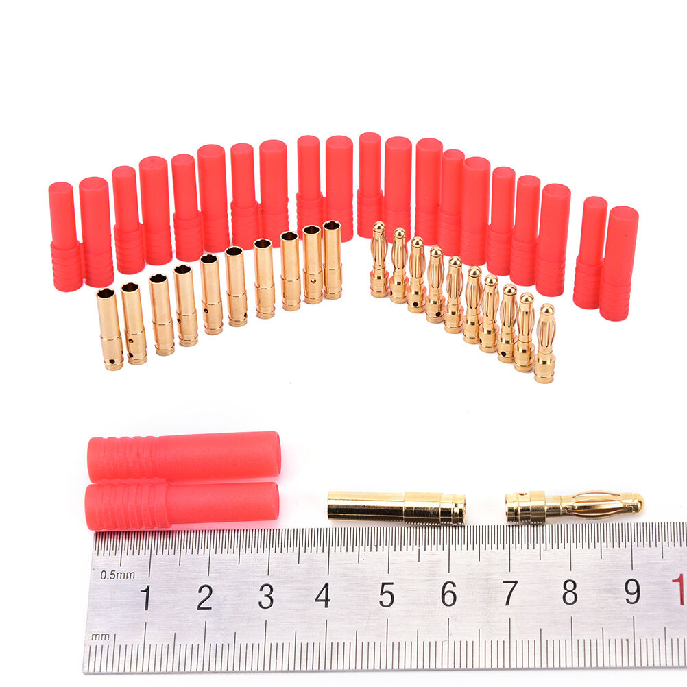 10pack HXT 4mm bullet banana plugs with red housing for RC connector AM-1009C Rf