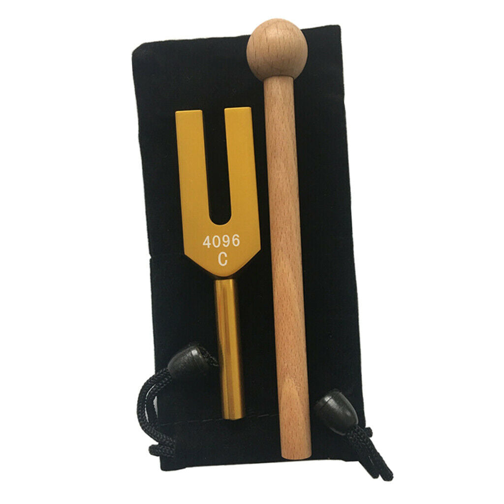 Tuning Fork w/ Hammer Ball Sound Vibrations for Meditation Prayer Golden