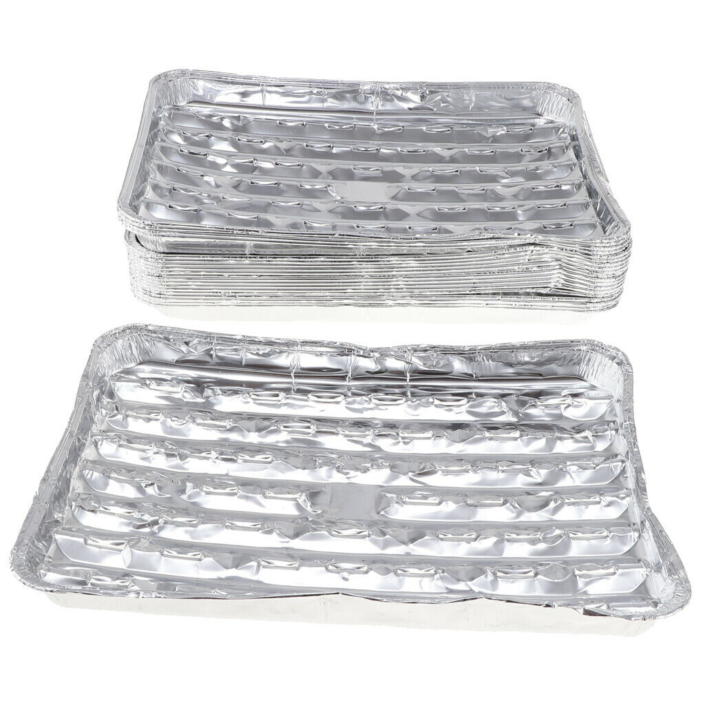 Set of 20 Disposable Aluminum Foil Pan Meat Sea Food Vege Roasting BBQ Spare
