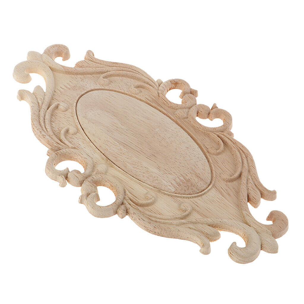 Unpainted Wood Carved Corner Applique Frame Wall Furniture Decor