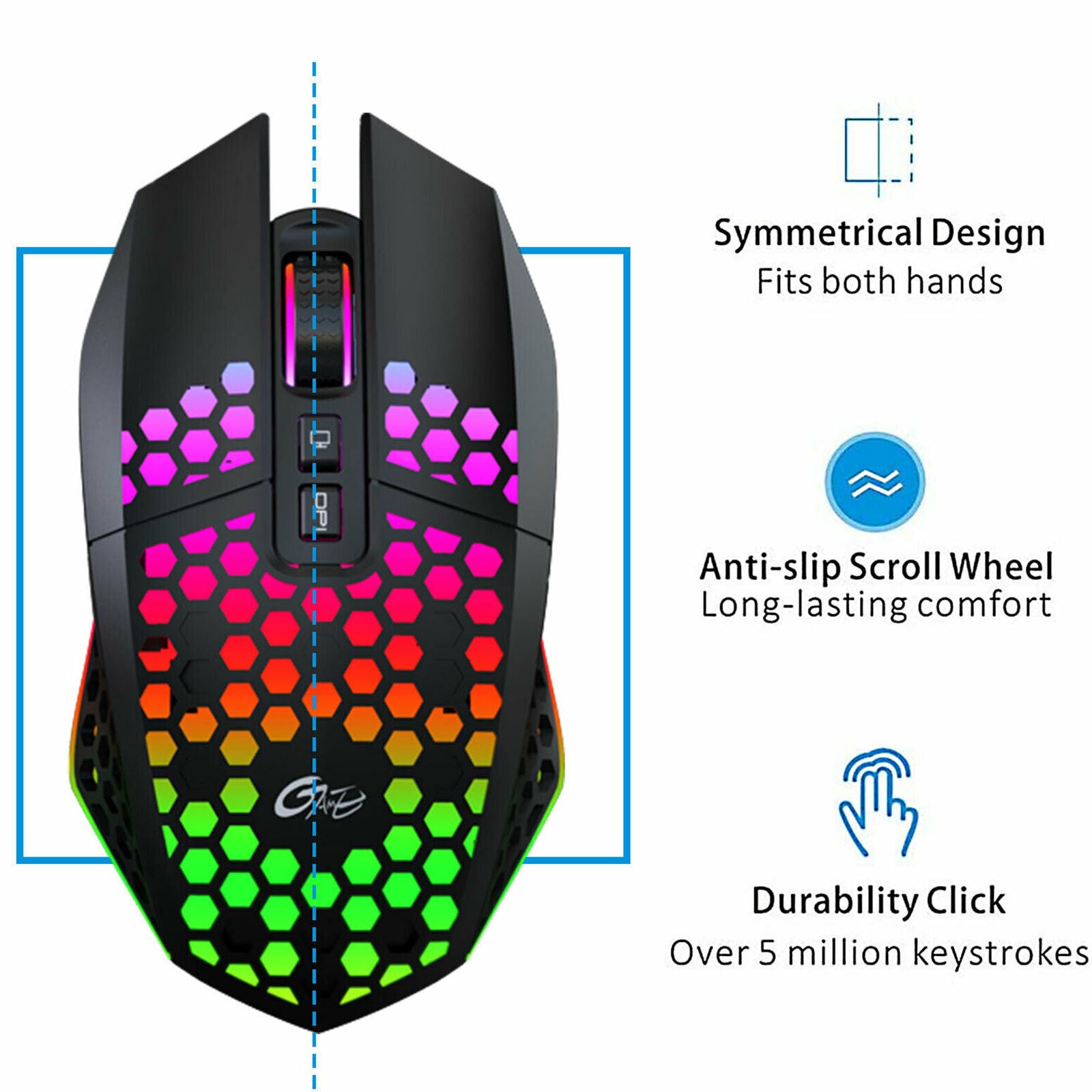 Wireless USB Gaming Mouse LED Backlit Optical Mice Rechargeable for PC Laptop