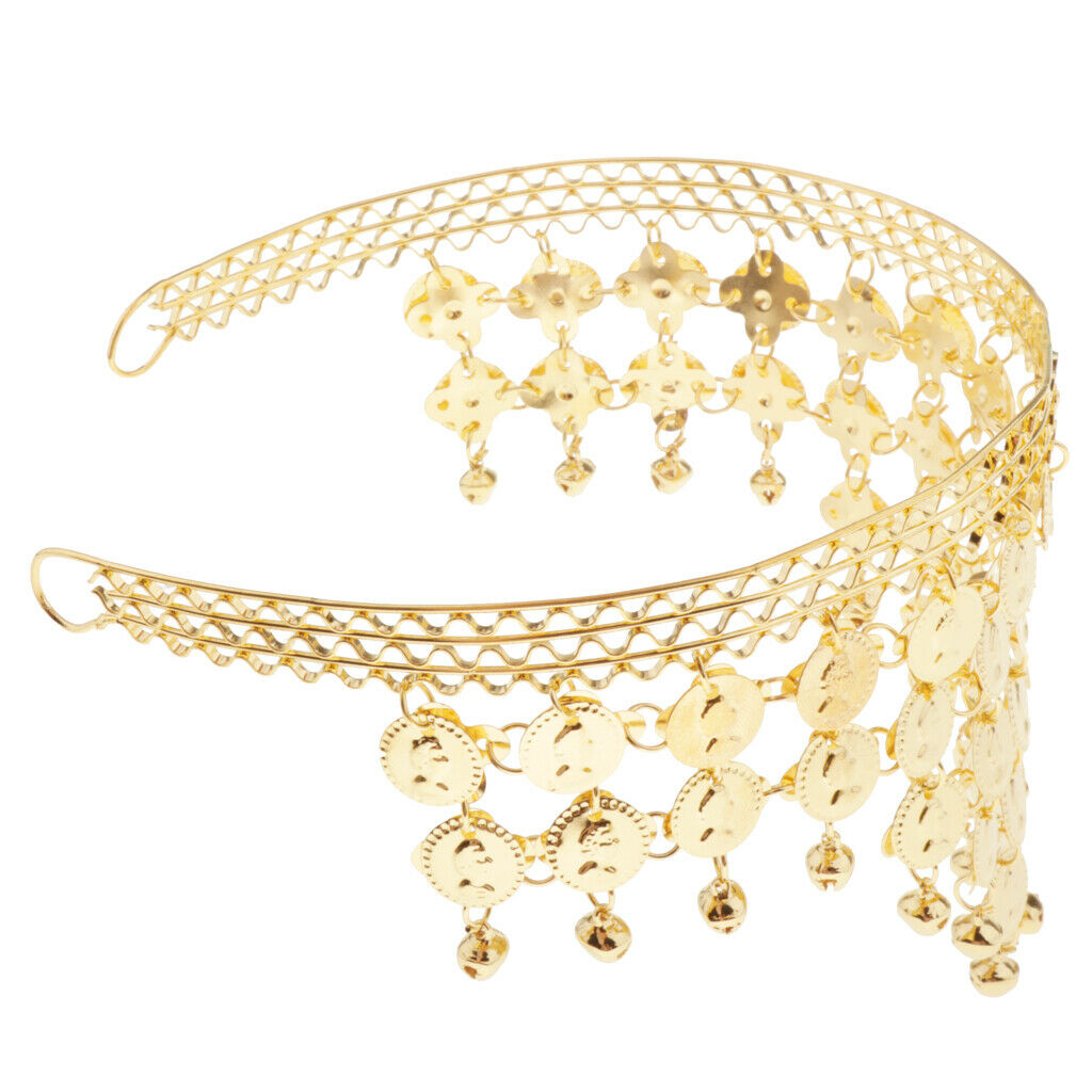 Womens Retro Belly Dance Headband Bead Bells Headwear Dancewear Accessory