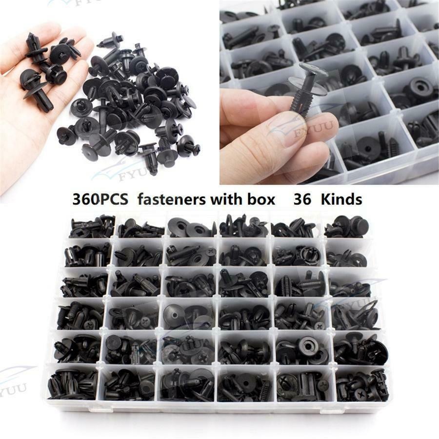 360pcs Car Fastener Rivet Bumper Fender Door Trim Panel Screw Fastener Clip Box