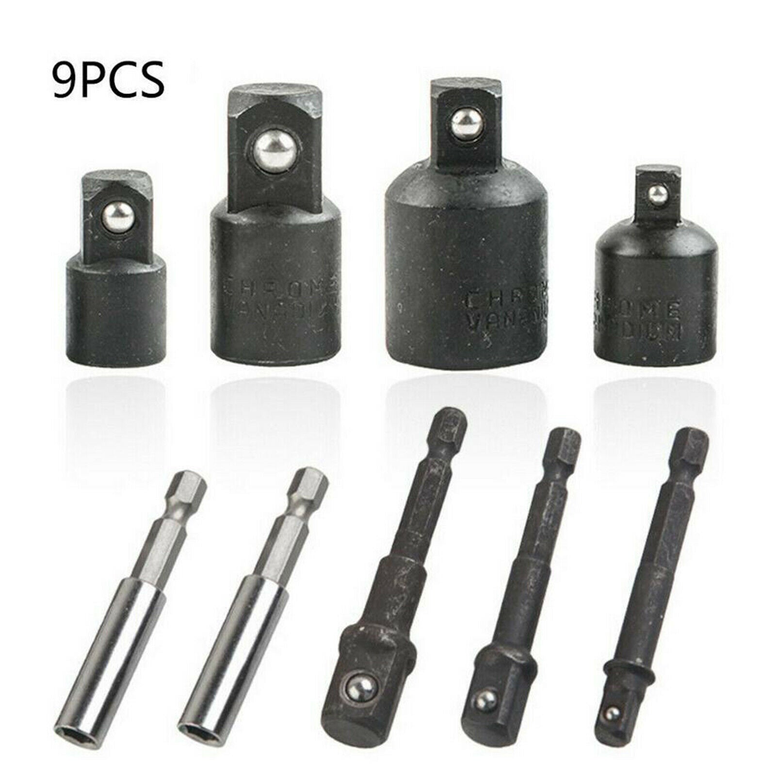 9-pack Hex Drill Socket Converter Reducer Power Extension Bit Kit Impact