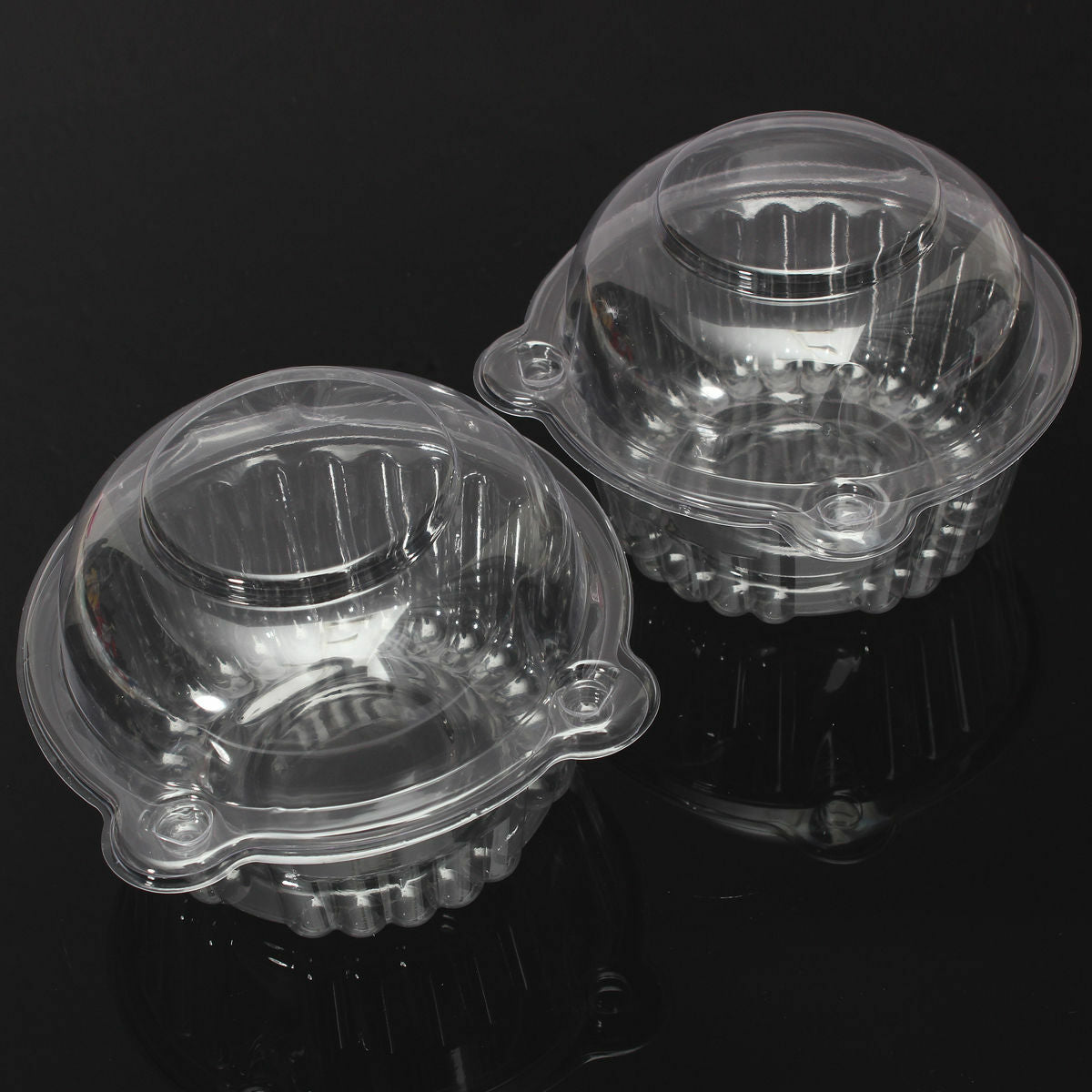 100PCS Clear Disposable  Plastic Dome Box with Lid For Muffins Salad Cakes