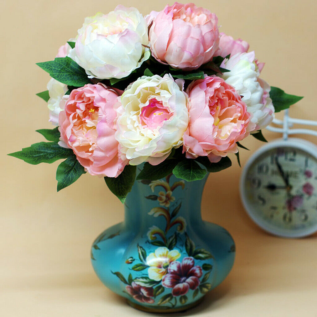 2x Artificial Peony Silk Flower Bouquet Wedding Party DIY Home Office Decor Pink