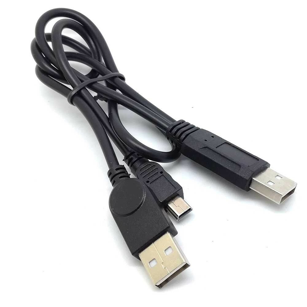USB 2.0 A male to A Male + Mini 5pin Male Data Power Y Cable HDD Hard Drive /BX
