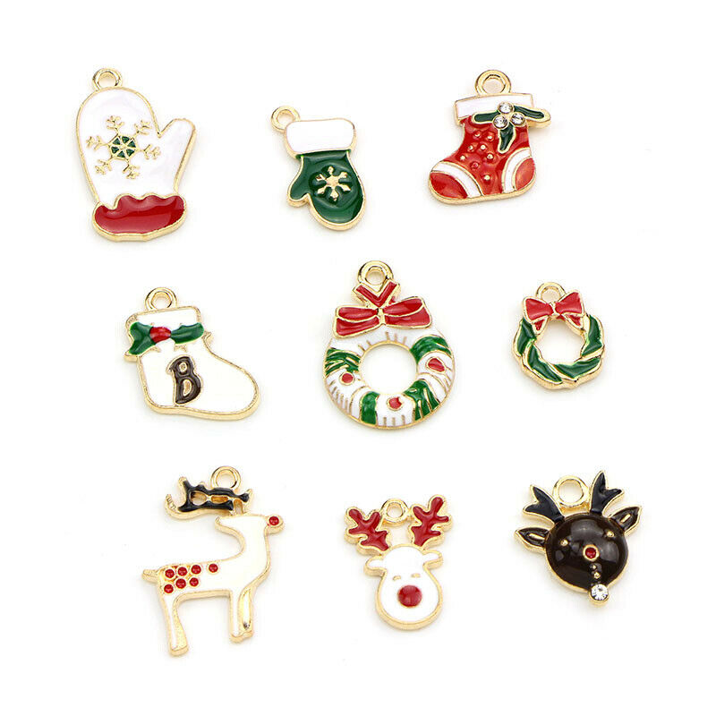 26Pcs/Set Enamel Mixed Style Christmas Series Charms Pendant DIY Jewelry Mak.DD