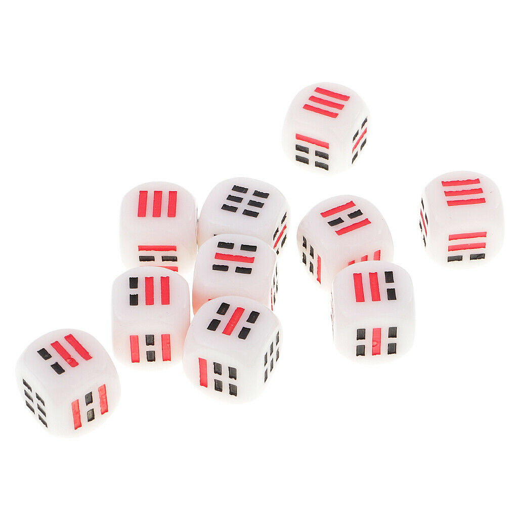 10x 16mm D6 dice six-sided dice for eight trigrams fortune telling replacement