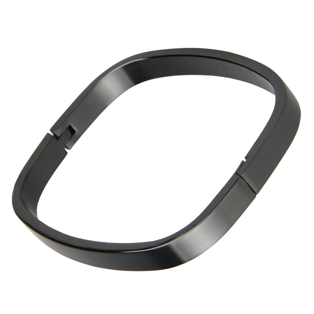 Stainless Steel Couples Bracelet Cuff Bangle Square Wristband Black 6mm