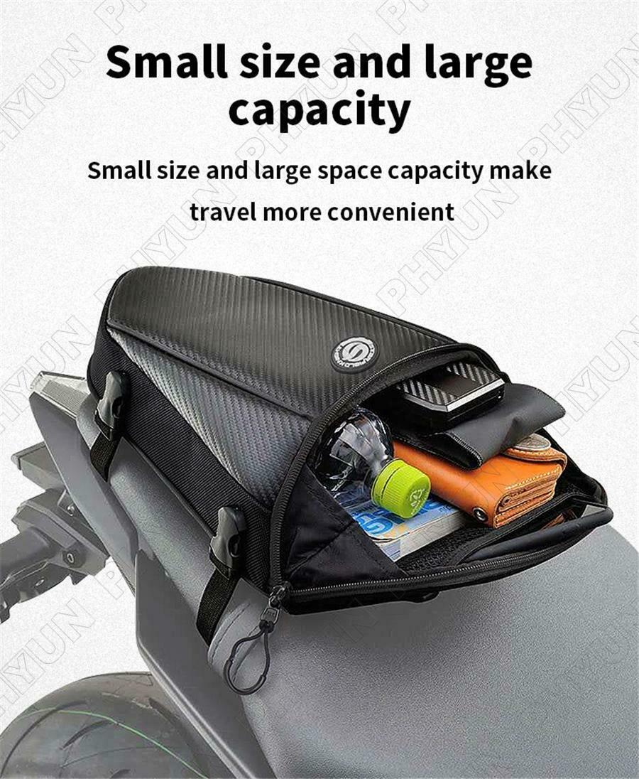 Black Motorcycle Tail Bag Back Seat Bag Shoulder Backpack Touring Bag Waterproof