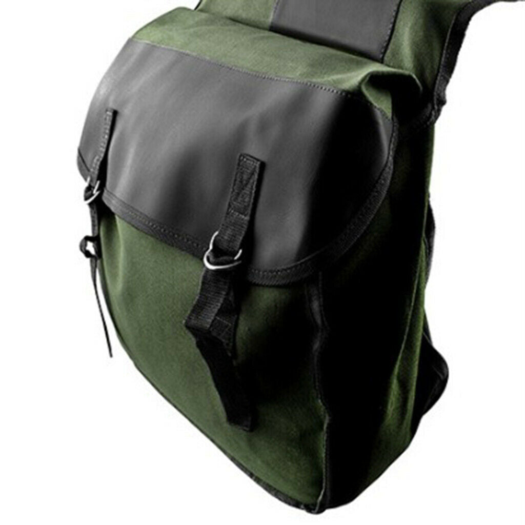Travel Saddlebag Double Strapped Flap Canvas Saddle Box Tail Bag Army Green