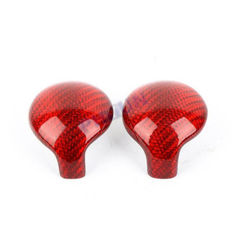 For 2015-2019 Ford Mustang Shift Knob Cover Trim Glossy Red Real Carbon Fiber