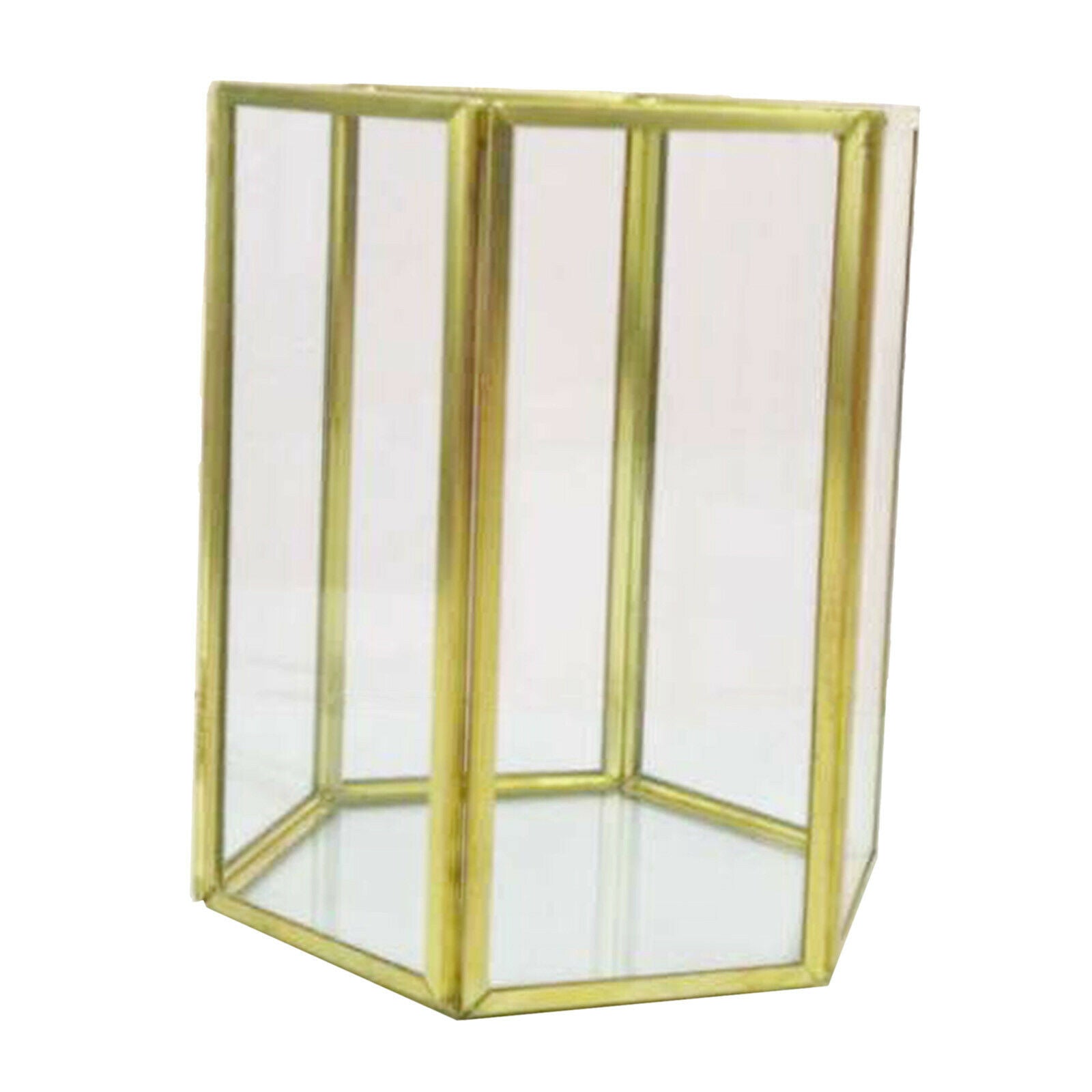 Makeup Organiser Glass Makeup Brushes Holder w/ Golden Trim for Dressing Tabloe