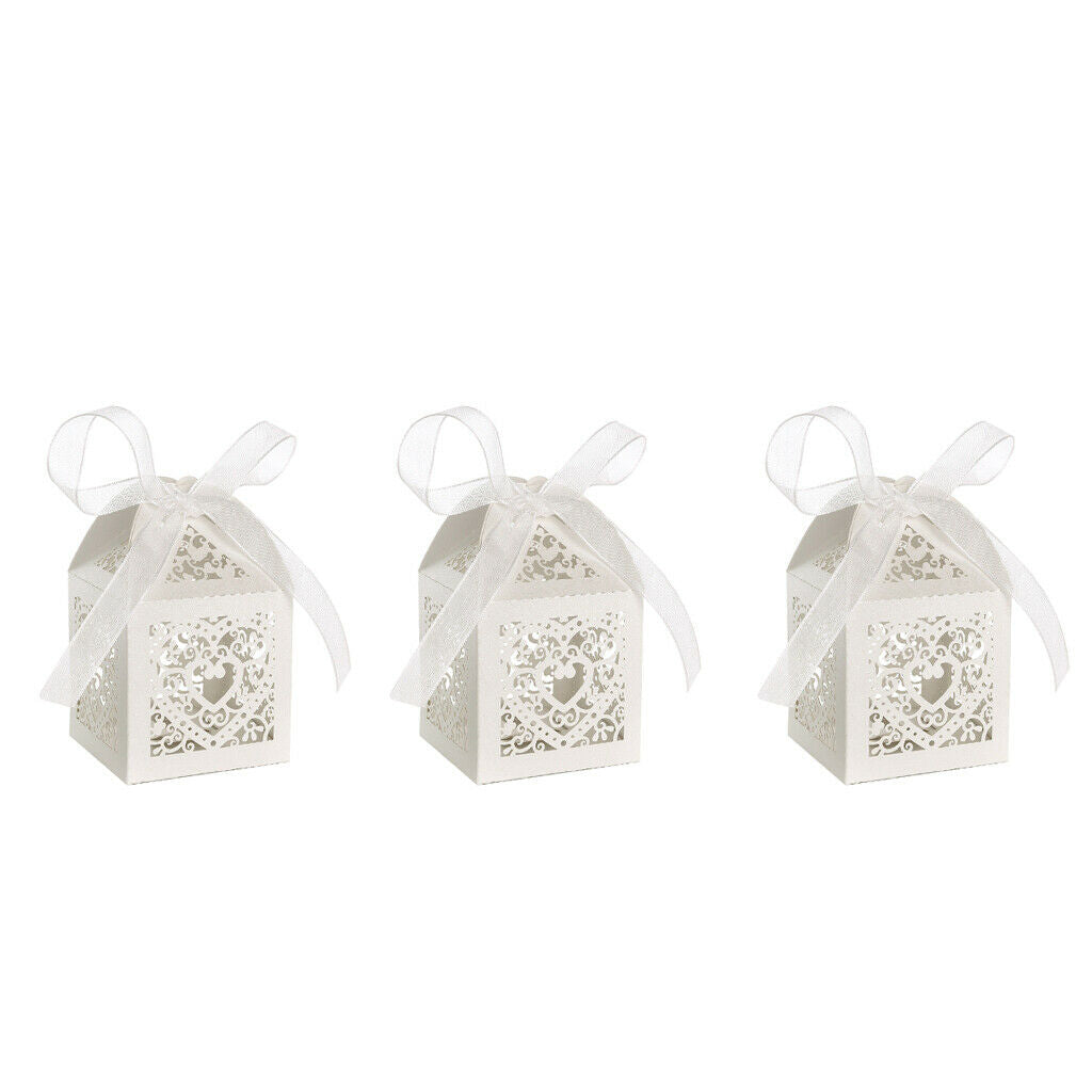 150pcs Romantic Hollowed Love Heart Paper Party Wedding Favor Ribbon Candy Boxes